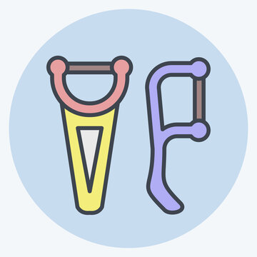 Icon Floss. related to Bathroom symbol. color mate style. simple design editable. simple illustration