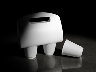 White Blank Takeaway Coffee Cup with Holder Mockup with Realistic Background