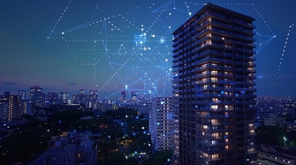 Sophisticated property management platform with digital listings visual projections