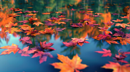 Radiant Autumn Symphony: Foliage Mirrored in Tranquil Lake
