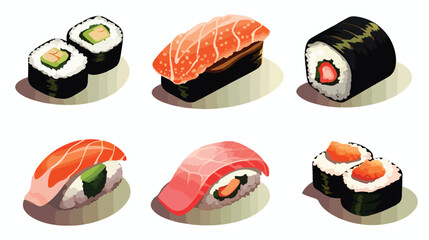 Sushi Flat vector isolated on white background