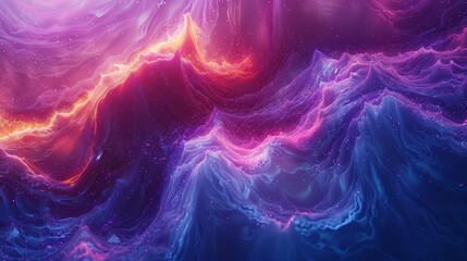 Cosmic 3D abstract galaxy with swirling masses of stars and nebulae in dark blue and purple to bright pink and orange