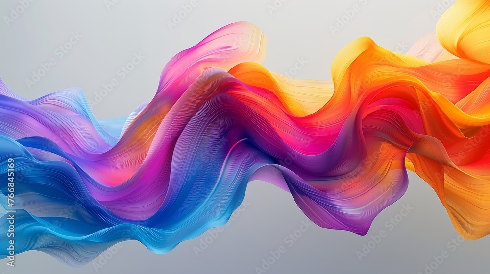 Wall mural a dynamic flow of silk-like fabric in vibrant colors, this abstract background imparts energy and mo - Wall murals