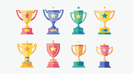 Trophy icon templates Flat vector isolated on white background