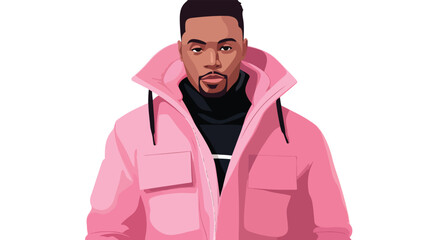Valentines Day Black Man Png Pink Jacket Flat vector