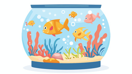 Vector illustration of an aquarium with fish