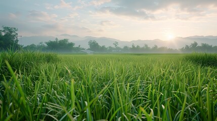Fototapeta na wymiar Rice field landscape beautiful countryside photo