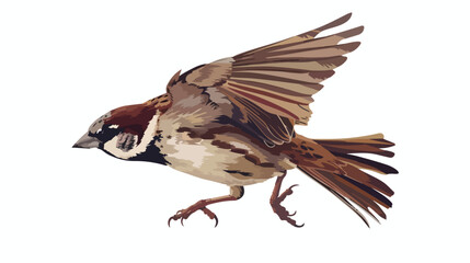 Vector pixel art sparrow action isolated cartoon Flat
