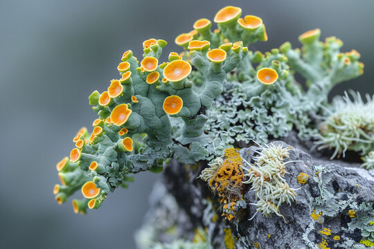 Vibrant Lichen on a Tree Branch