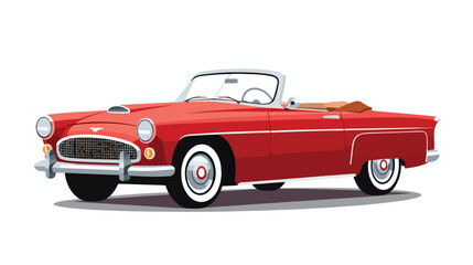 Vintage red car on white background Flat vector 