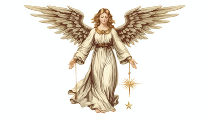 Vintage Victorian Ephemera Christmas Angel with Wings - obrazy, fototapety, plakaty