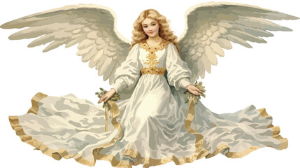 Fototapeta na wymiar Vintage Victorian Ephemera Christmas Angel with Wings