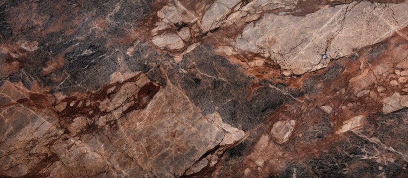 Detailed close-up view of a single rock showcasing intricate brown and black patterns and textures on the surface