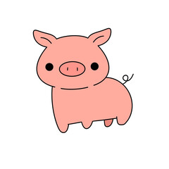 A cute cartoon pig with a big smile on its face