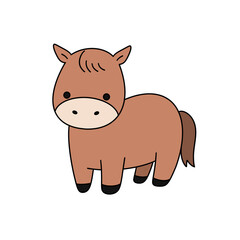 A cartoon horse is standing in front of a white background