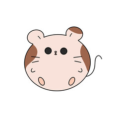 A cute cartoon hamster with a black nose and black eyes