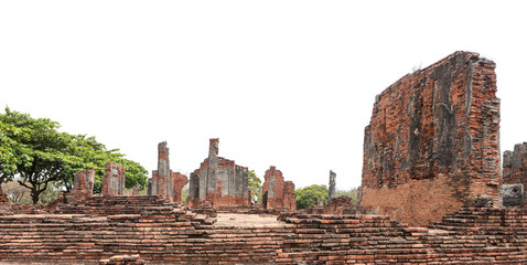 Panorama of Wat Phra Si Sanphet temple in Ayutthaya, Thailand. Temple in Ayutthaya Historical Park, Ayutthaya, Thailand. UNESCO world heritage. - obrazy, fototapety, plakaty