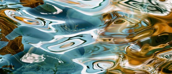Vibrant reflections creating a mesmerizing abstract pattern on the water surface, rich in color and...