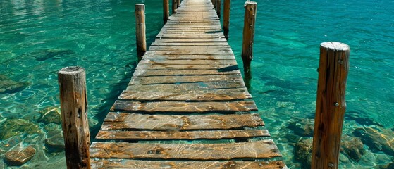   Wooden Dock by Water - Clear Blue Water and Boat Distance