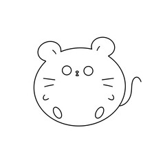 A cute cartoon mouse with a black face and a white body