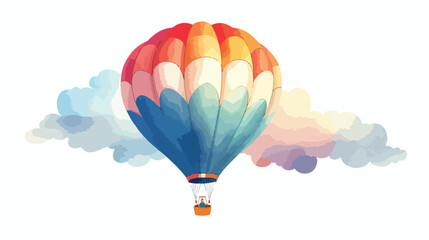 Watercolor Hot Air Balloon Flat vector 