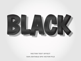 Black 3d text effect editable text eps
