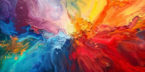 Vibrant Rainbow Explosion of Colors in Motion - obrazy, fototapety, plakaty