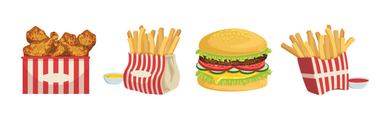 Tasty Fast Food Object and Item Vector Set