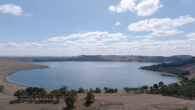 AERIAL Towards Camperdown&rsquo;s Lake Bullen Merrie, Victoria Australia