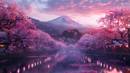 Stunning pink Kawazu cherry blossoms. - obrazy, fototapety, plakaty