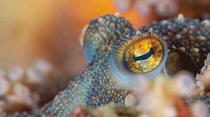 closeup view of an octopus in the ocean highlighting its unique features including tentacles and camouflage with emphasis on its marine life and natural underwater setting