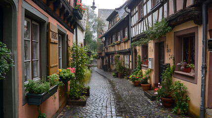 Fototapeta na wymiar Alsace's Allure: Sun-Drenched Villages & Flower-Filled Windows Beckon to Strasbourg