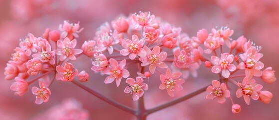   A stunning close-up of a vibrant pink blossom adorned with an array of miniature pink petals both above and below