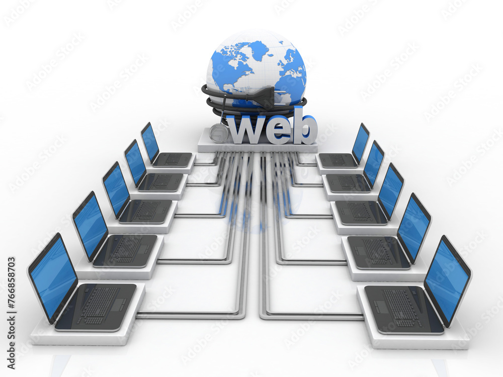 Poster 3d rendering technology computer network