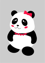 illustration of panda girl with pink beads