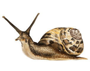Hand drawn watercolor Snail painting isolated on transparent background