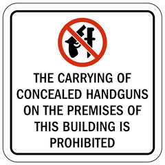 No concealed weapon warning sign