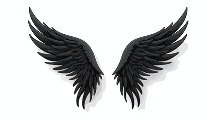 Black wing flat vector isolated on white background 