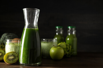 Smoothie from fresh vegetables on a dark background