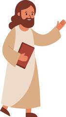 Jesus holding bible in hand vector illustration