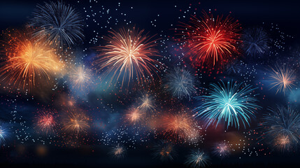 Obraz na płótnie Canvas Fireworks in the night sky. Fireworks at Night. Stars of the fireworks are on a dark