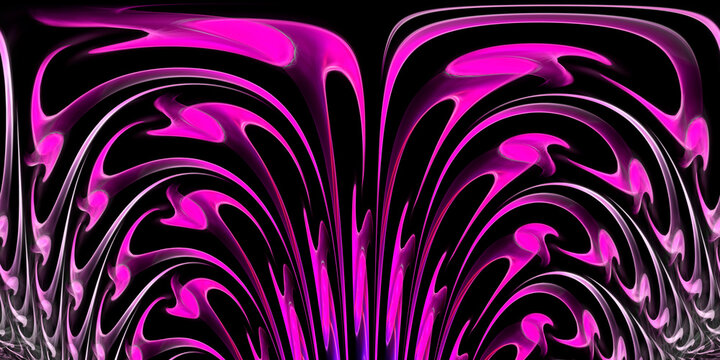 deep purple cascade style up and over design on a black background
