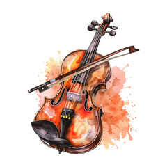 Fototapeta na wymiar violin watercolor good quality and good design