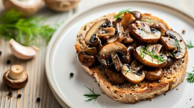 The description is of a mushroom appetizer consisting of fried mushrooms with onion, garlic, cream,