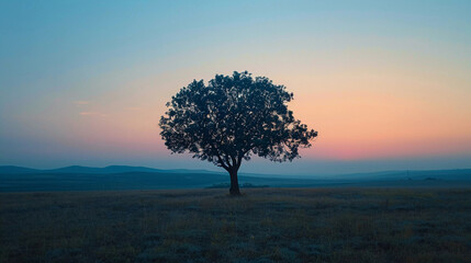 Solitary Tree at Twilight