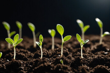 Planting a seed, with detailed images showing the growth stages from germination to sprout