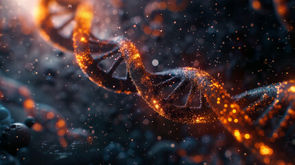 Detailed dna molecule magnified - obrazy, fototapety, plakaty