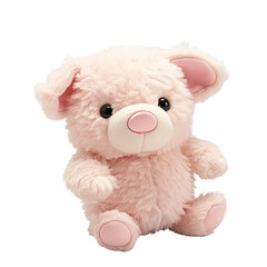 A Cute pink plush little bear toy, isolated on white background cutout.
