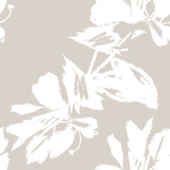 Neutral Colour Abstract Floral Seamless Pattern Design