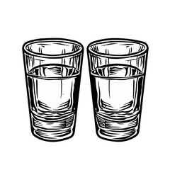 Shot Glasses Cartoon, Isolated on transparent background, PNG, Cartoon